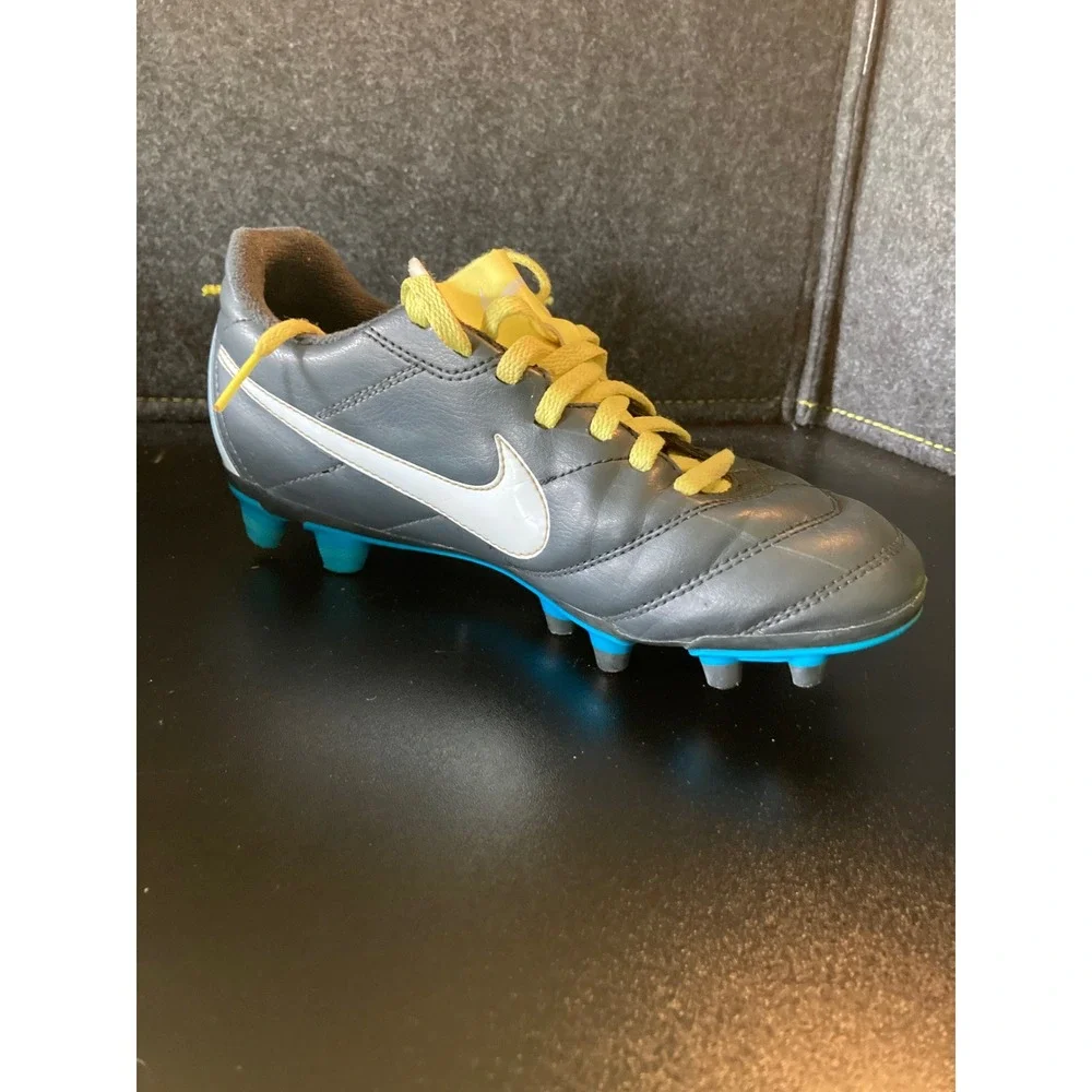 Nike Youth Soccer Cleats Gray Blue Volt Size 6Y EUR 36.5‎ 524939-017